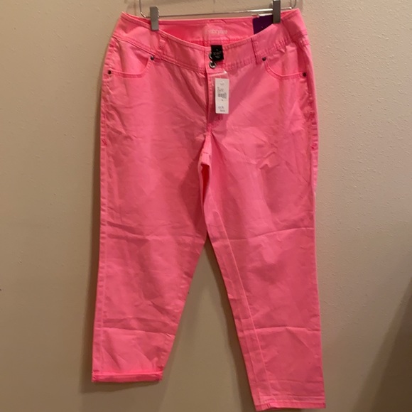 Lane Bryant Sz 14 Neon Pink Skinny Ankle Pants - Picture 5 of 6